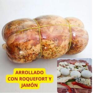 Arrollado de pollo con roquefort y jamón