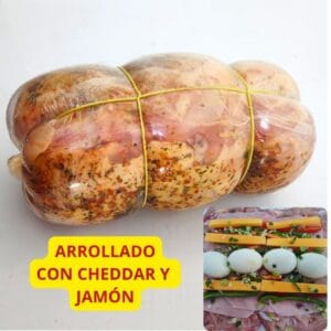 Arrollado de pollo con cheddar y jamón